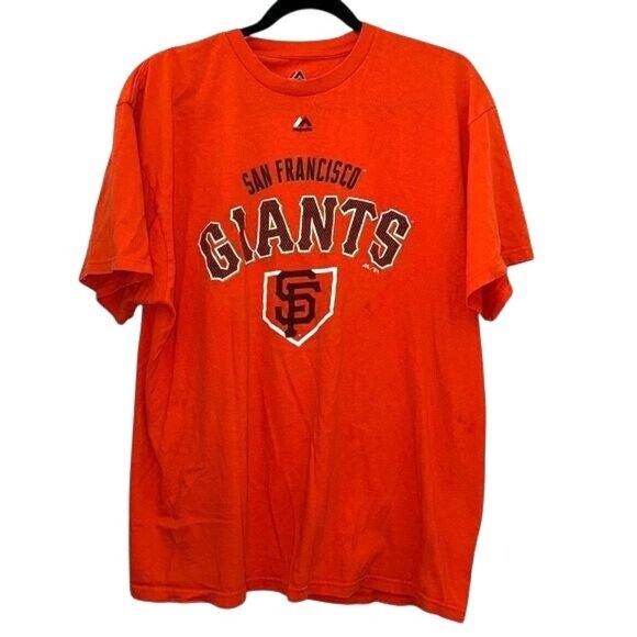 Majestic San Francisco Giants Orange T-Shirt XL 100% Cotton Mens Baseball Tee - Picture 1 of 6